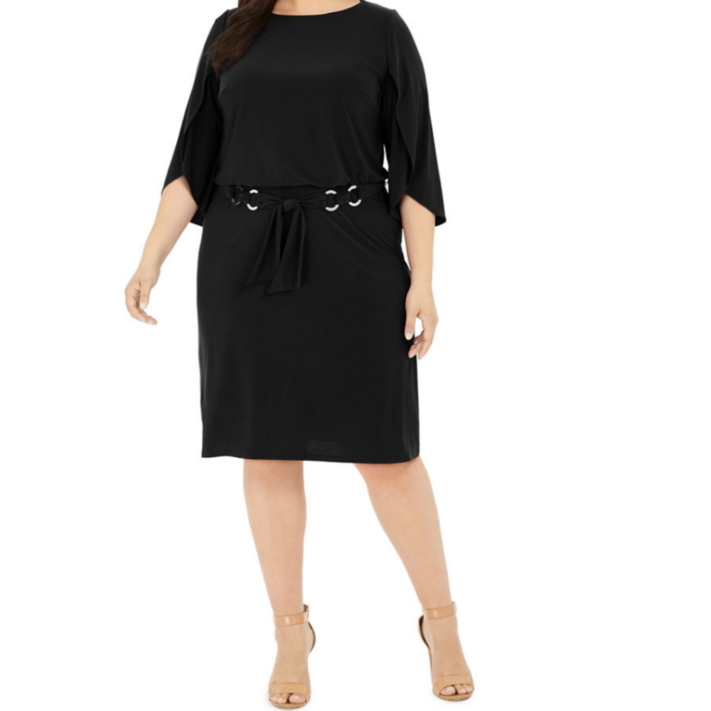 MSK Plus Size Black Belted Dress